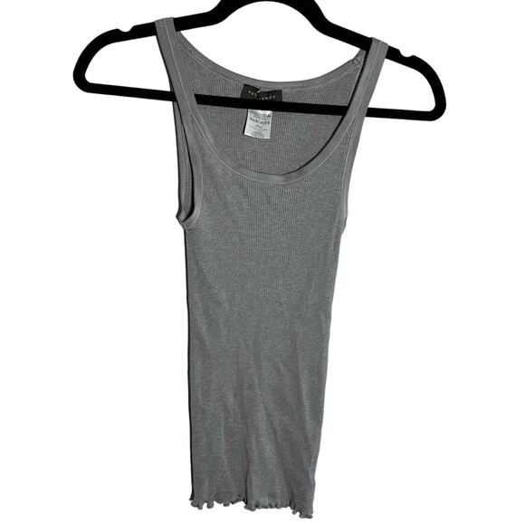 Rosemunde Gray Ribbed Silk Blend Lettuce Hem Tank Top Size Large - Picture 1 of 6